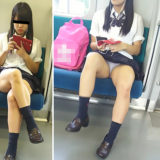 【Pcolle】ガチかヤラセか？電車でJKの対面パンチラ！